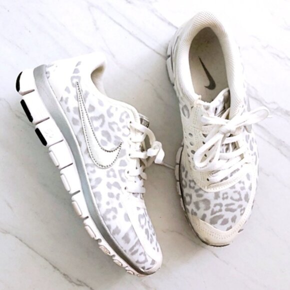 Nike Free 5.0 White Cheetah Print Running Shoes 511281-100 Women’s Size 10 - Picture 1 of 11